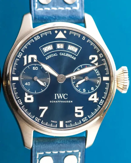2019 IWC Schaffhausen Pilot Annual Calendar "Le Petit Prince" L.E. 46.2MM Blue Dial Aftermarket Leather Strap (IW502703)