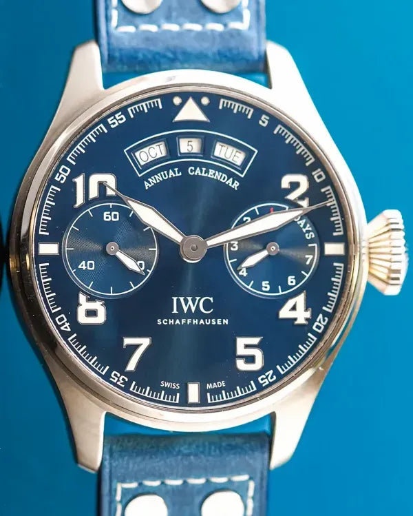 2019 IWC Schaffhausen Pilot Annual Calendar "Le Petit Prince" L.E. 46.2MM Blue Dial Aftermarket Leather Strap (IW502703)