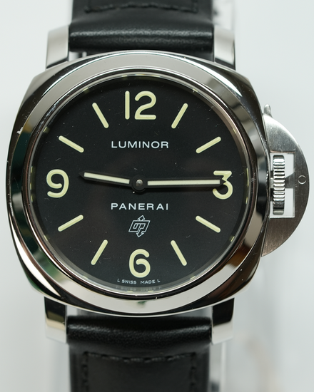 2017 Panerai Luminor Marina Base Logo 44MM Black Dial Leather Strap (PAM01000)