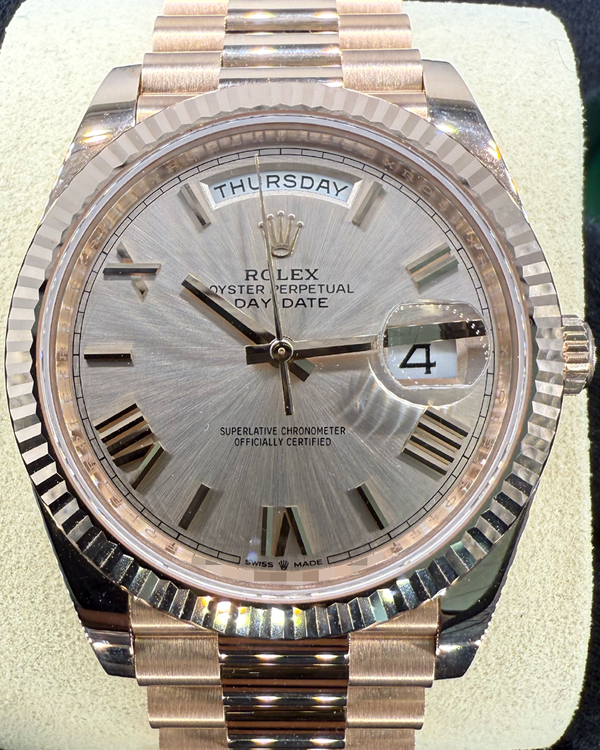 2025 Rolex Day-Date 40MM Sundust Dial Rose Gold President Bracelet (228235)