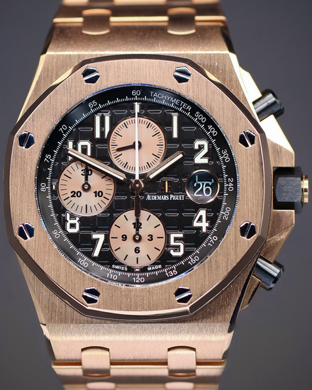 2020 Audemars Piguet Royal Oak Offshore Chronograph "Brick" 42MM Black Dial Rose Gold Bracelet (26470OR.OO.1000OR.03)