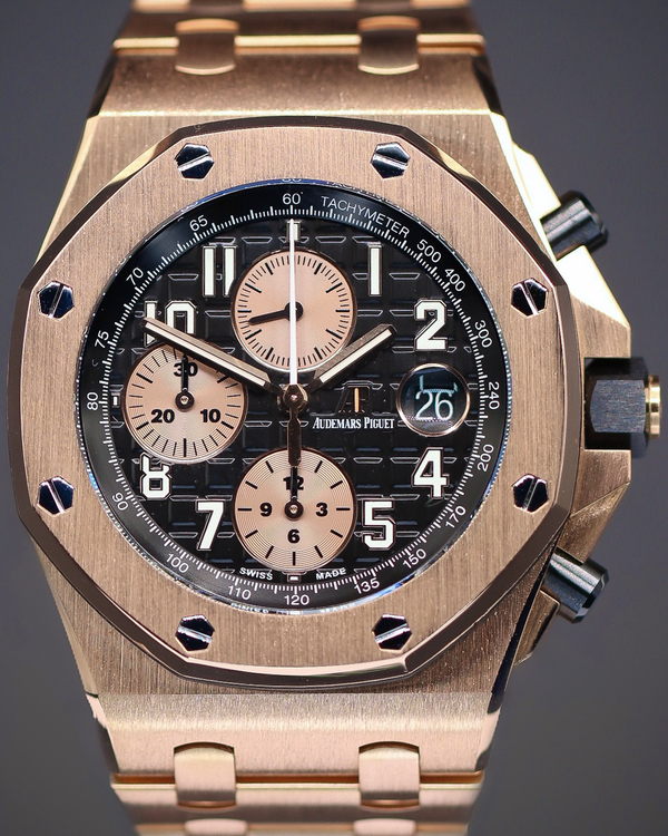 2020 Audemars Piguet Royal Oak Offshore Chronograph "Brick" 42MM Black Dial Rose Gold Bracelet (26470OR.OO.1000OR.03)