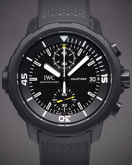 2025 IWC Schaffhausen Aquatimer Chronograph "Galapagos Islands" 44MM Black Dial Rubber Strap (IW379502)