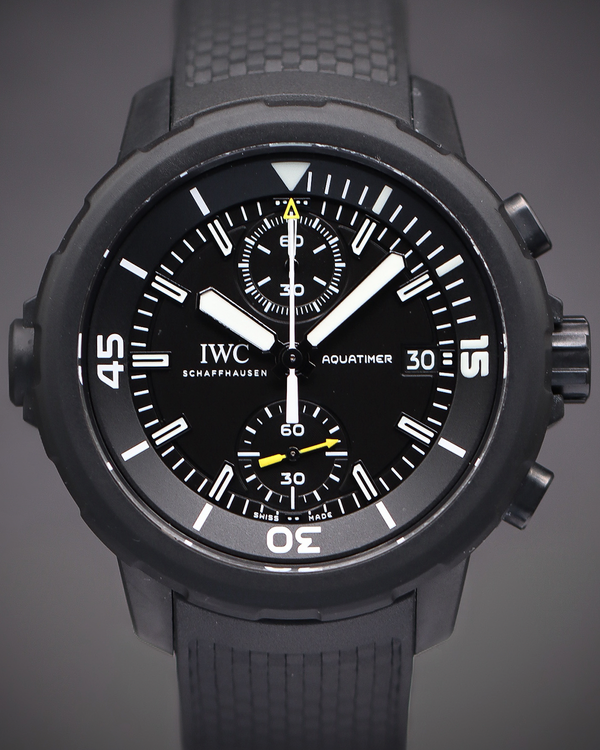 2025 IWC Schaffhausen Aquatimer Chronograph "Galapagos Islands" 44MM Black Dial Rubber Strap (IW379502)