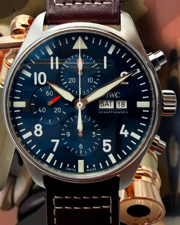 2021 IWC Schaffhausen Pilot Chronograph "Le Petit Prince" 43MM Blue Dial Leather Strap (IW377714)