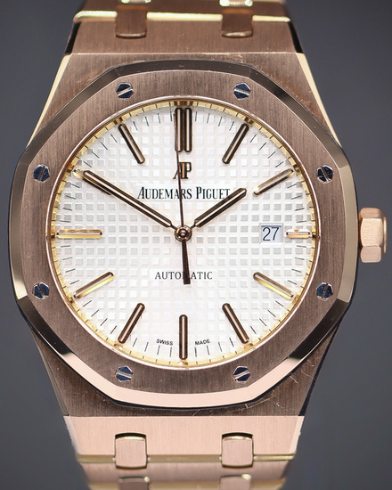 2014 Audemars Piguet Royal Oak 41MM Silver Dial Rose Gold Bracelet (15400OR.OO.1220OR.02)