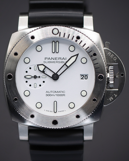 2024 Panerai Submersible Bianco 42MM White Dial Rubber Strap (PAM02223)