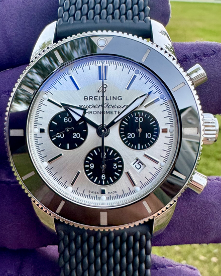 2022 Breitling Superocean Heritage Chronograph 44MM Silver Dial Rubber Strap (AB0162121G1S1)