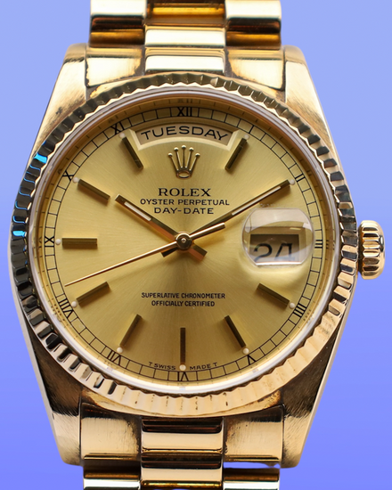 Rolex Day-Date 36MM Champagne Dial Yellow Gold President Bracelet (18238)