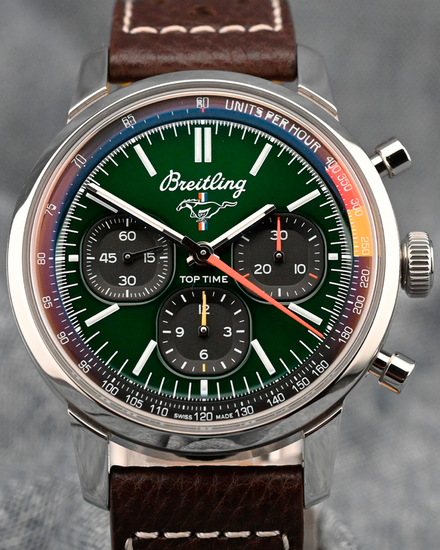 2025 Breitling Top Time B01 "Ford Mustang" 41MM Green Dial Leather Strap (AB01762A1L1X1)