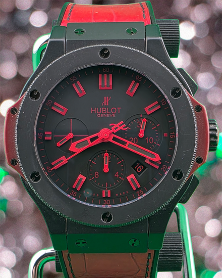 Hublot Big Bang "All Black Red" L. E. 44MM Black Dial Leather Strap (301.CI.1130.GR.ABR10)