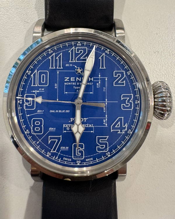 2022 Zenith Pilot Type 20 "Blueprint" L.E 45MM Blue Dial Leather Strap (03.2435.679/51.I012)