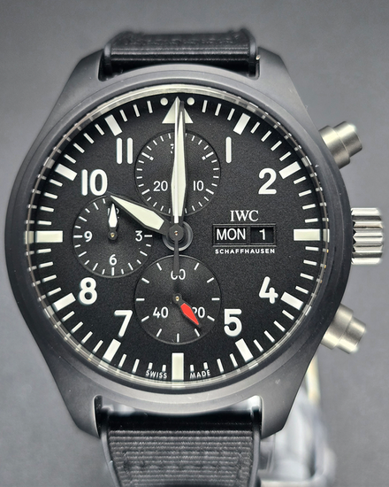 2019 IWC Schaffhausen Pilot Chronograph "Top Gun" 44.5MM Black Dial Textile Strap (IW389101)