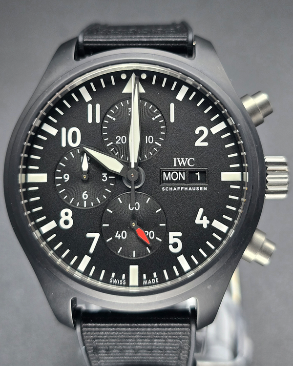 2019 IWC Schaffhausen Pilot Chronograph "Top Gun" 44.5MM Black Dial Textile Strap (IW389101)