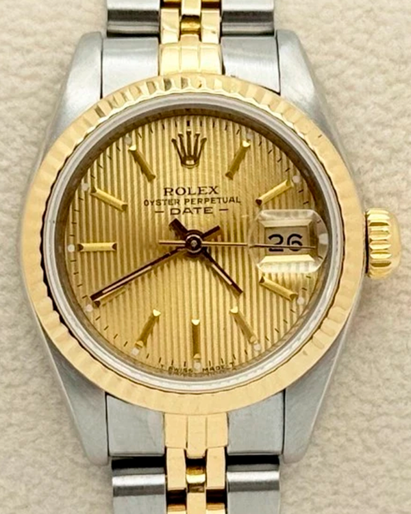 1985 (8.8 Mill. Serial) Rolex Lady-Datejust 26MM Champagne "Tapestry" Dial Two-Tone Jubilee Bracelet (69173)