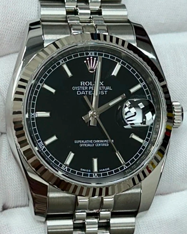 2010 Rolex Datejust 36MM Black Dial Super Jubilee Bracelet (116234)