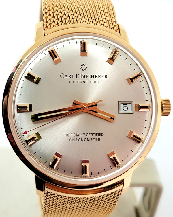 Carl F. Bucherer Heritage Chronometer Celebration L.E. 39MM Silver Dial Rose Gold Bracelet (10804.03A)