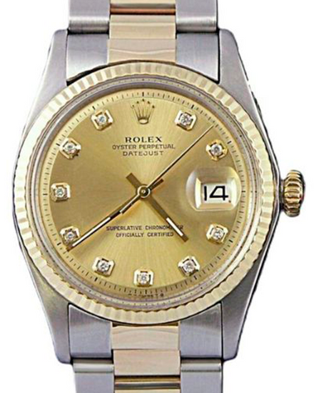 Rolex Datejust 36MM Aftermarket Champagne Dial Two-Tone Oyster Bracelet (16203)