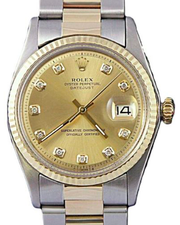 Rolex Datejust 36MM Aftermarket Champagne Dial Two-Tone Oyster Bracelet (16203)
