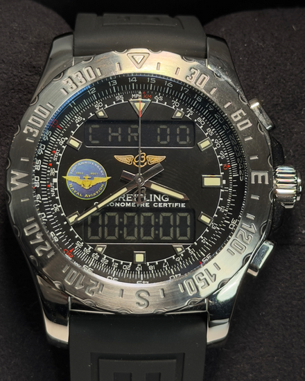 Breitling Airwolf Quartz 44MM Black Dial Rubber Strap (A78363)