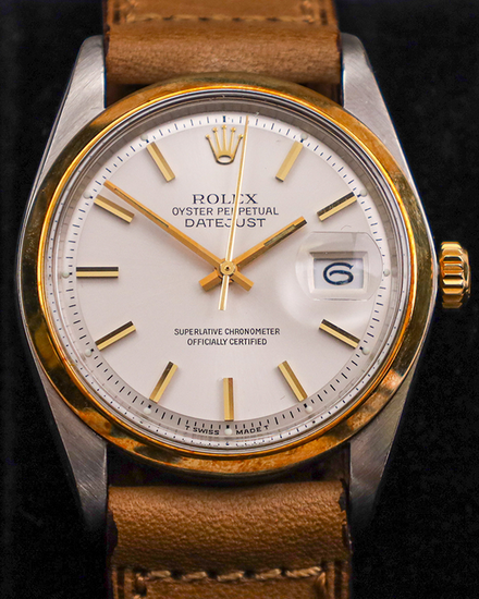 Rolex Datejust 36MM White Dial Aftermarket Leather Strap (1600)