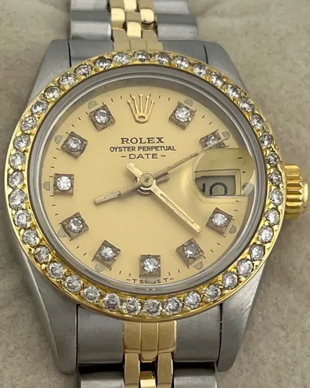 1987 Rolex Lady-Datejust 26MM Aftermarket Champagne Dial Two-Tone Jubilee Bracelet (69173)
