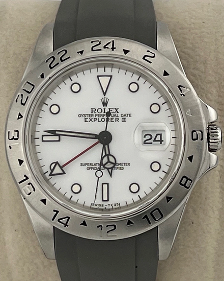 1993 Rolex Explorer II "Polar" 40MM White Dial Aftermarket Rubber Strap (16570)