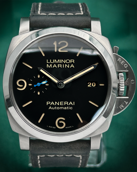 2018 Panerai Luminor Marina 1950 3 Days 44MM Black Dial Leather Strap (PAM01312)