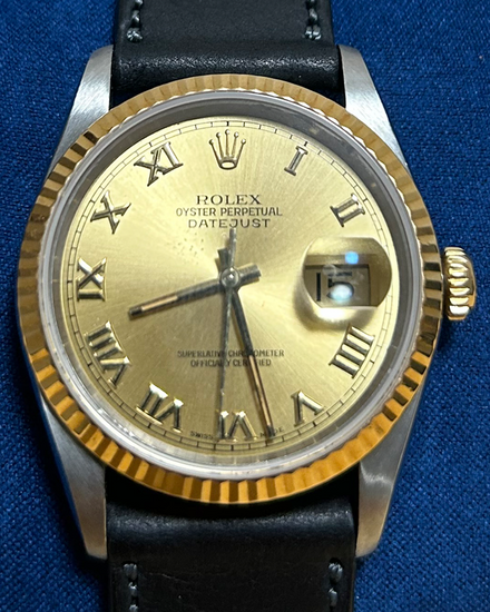 Rolex Datejust 36MM Champagne Dial Leather Strap (16233)