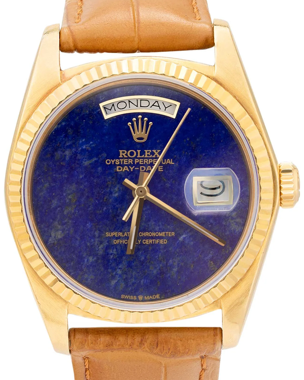 Rolex Day-Date 36MM Aftermarket Lapis Lazuli Dial Aftermarket Leather Strap (18038)