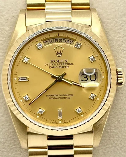 1989 Rolex Day-Date 36MM Champagne Dial Yellow Gold President Bracelet (18238)