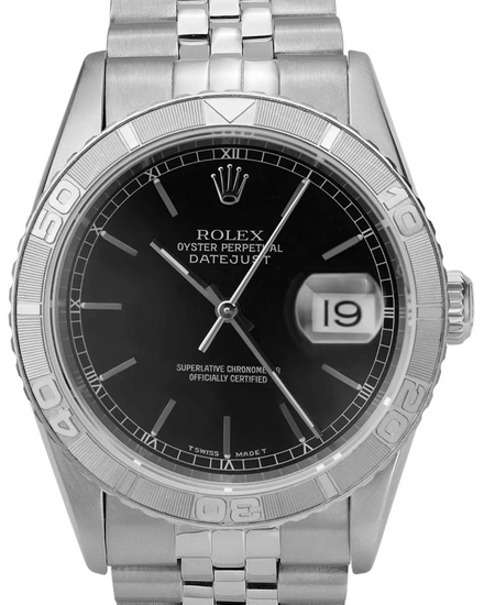 Rolex Datejust Turn-O-Graph 36MM Black Dial Jubilee Bracelet (16264)