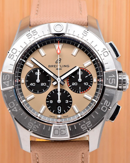 2023 Breitling Avenger B01 Chronograph 44MM "Sand" Beige Dial Leather Strap (AB0147)