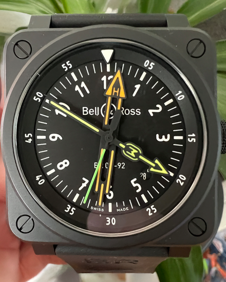 Bell & Ross BR 03 Radiocompass L.E. 42MM Black Dial Rubber Strap (BR0392-RCO-CE/SRB)