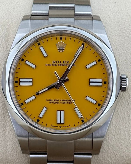 2021 Rolex Oyster Perpetual 41MM Yellow Dial Oyster Bracelet (124300)