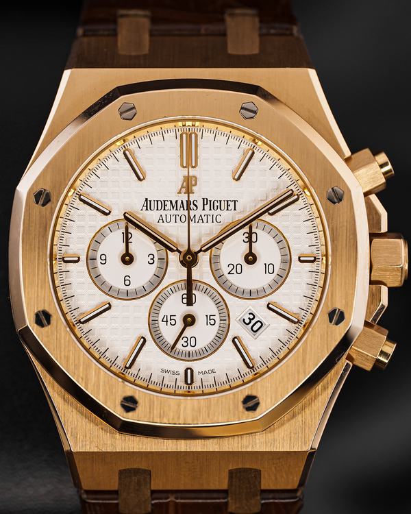 2017 Audemars Piguet Royal Oak Chronograph 41MM Silver Dial Leather Strap (26320OR.OO.D088CR.01)