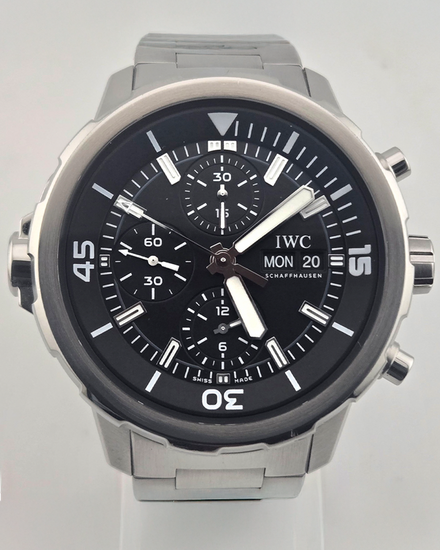 2020 IWC Schaffhausen Aquatimer Chronograph 44MM Black Dial Steel Bracelet (IW376804)