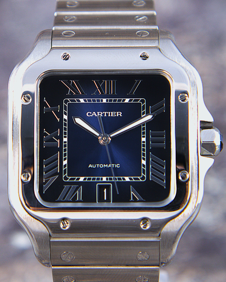 Cartier Santos De Cartier 39.8MM Blue Dial Steel Bracelet (WSSA0030)