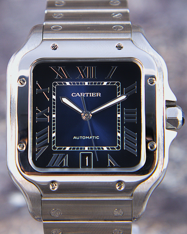 Cartier Santos De Cartier 39.8MM Blue Dial Steel Bracelet (WSSA0030)