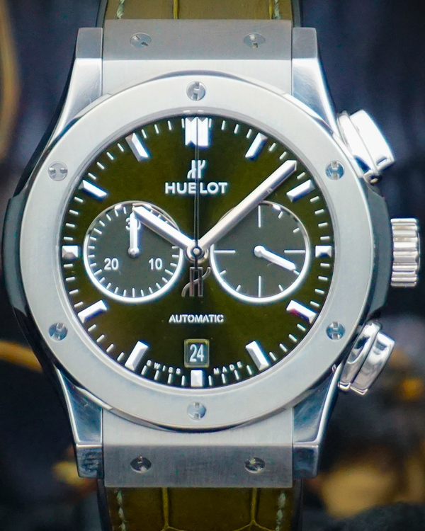 2021 Hublot Classic Fusion Chronograph 42MM Green Dial Leather Strap (541.NX.8970.LR)