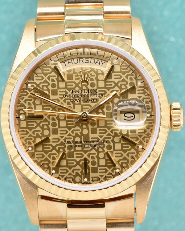 1987 Rolex Day-Date 36MM Champagne "Jubilee Motif" Dial Yellow Gold President Bracelet (18038)