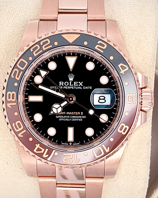 2023 Rolex GMT-Master II "Rootbeer" 40MM Black Dial Rose Gold Oyster Bracelet (126715CHNR)