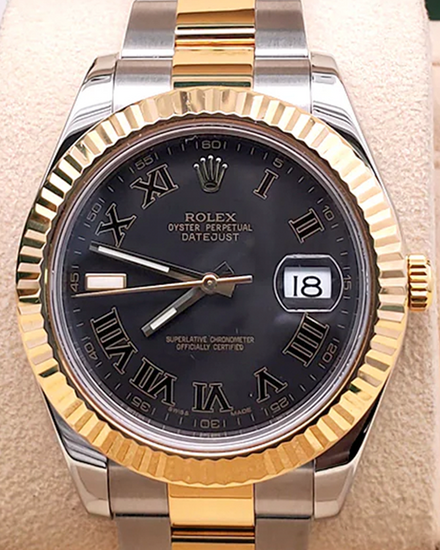 2010 Rolex Datejust II 41MM Black Dial Two-Tone Oyster Bracelet (116333)