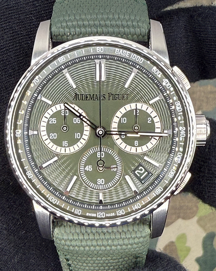 2023 Audemars Piguet Code 11.59 Chronograph 41MM Green Dial Textile Strap (26393ST.OO.A056KB.01)