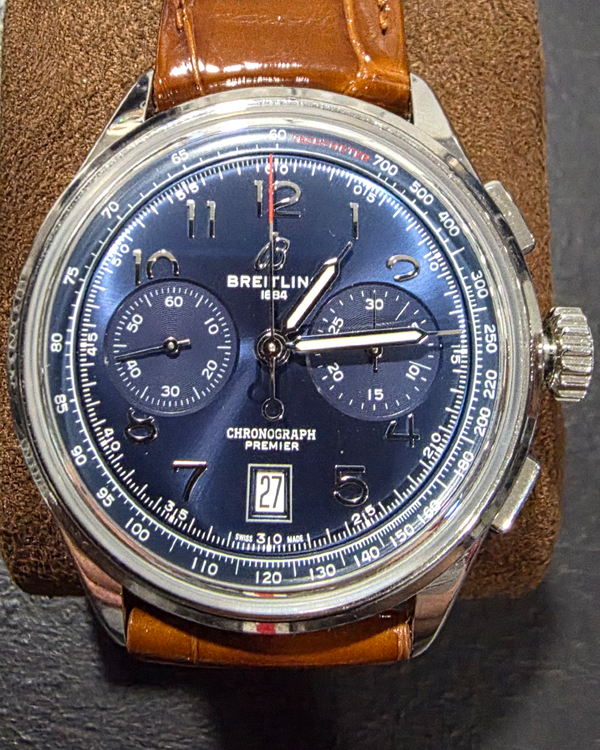 2023 Breitling Premier B01 42MM Blue Dial Leather Strap (AB0145)