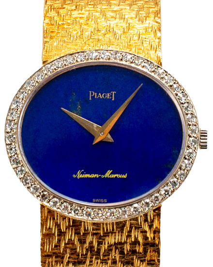 Piaget Vintage 24MM Lapis Lazuli "Neiman Marcus" Dial Yellow Gold Bracelet (9805 B 68)