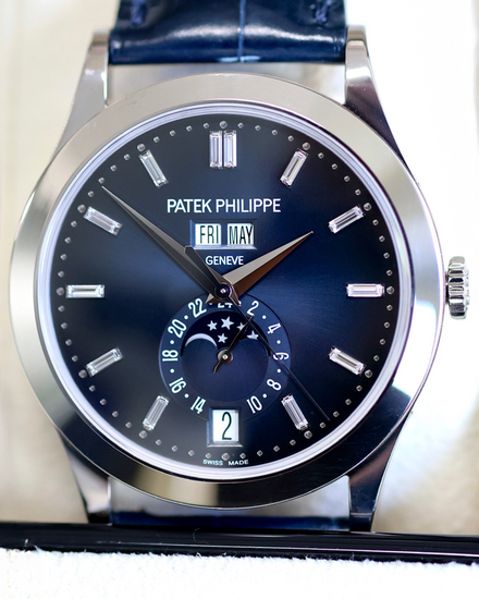 2024 Patek Philippe Annual Calendar Moonphase 38.5MM Blue Dial Leather Strap (5396G-017)