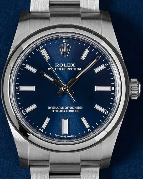 2022 Rolex Oyster Perpetual 34MM Blue Dial Oyster Bracelet (124200)