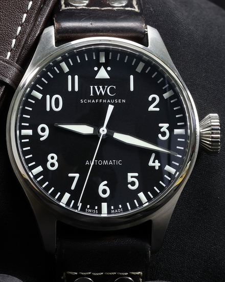 2022 IWC Schaffhausen Pilot 43MM Black Dial Leather Strap (IW329301)