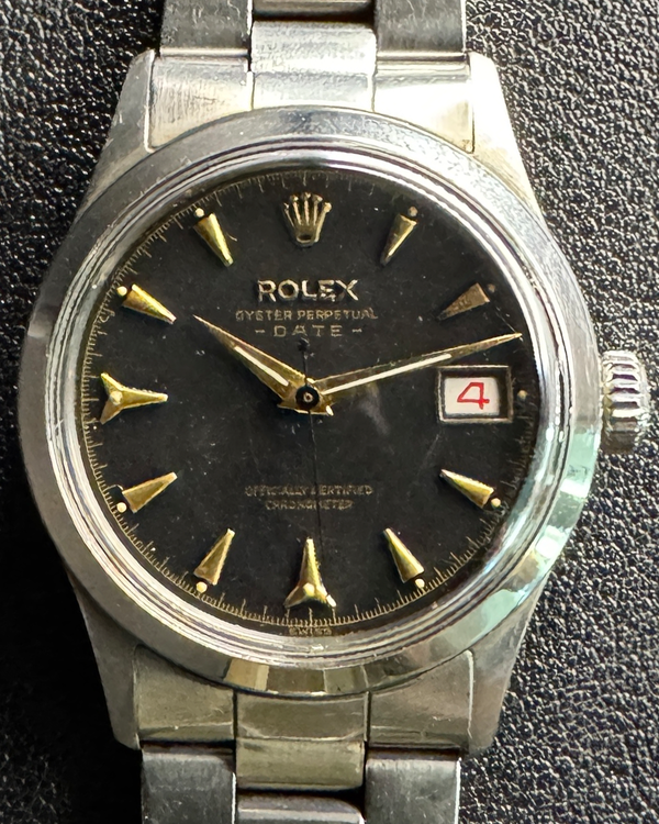 Rolex Oyster Perpetual Date 34MM Black Dial Oyster Bracelet (6518)